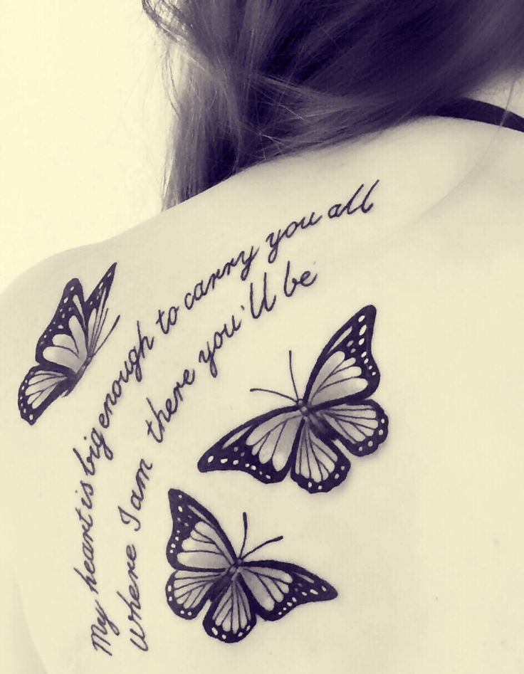 Black and White Butterfly Tattoo With Quote
